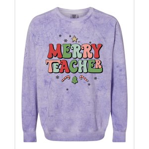 Merry Teacher Christmas Tree Xmas Holiday Teaching Colorblast Crewneck Sweatshirt