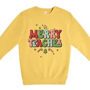 Merry Teacher Christmas Tree Xmas Holiday Teaching Premium Crewneck Sweatshirt