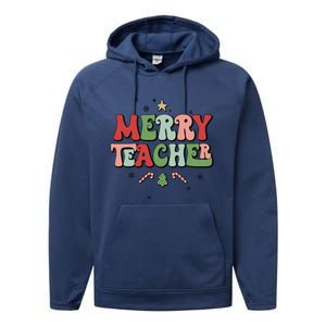 Merry Teacher Christmas Tree Xmas Holiday Teaching Performance Fleece Hoodie