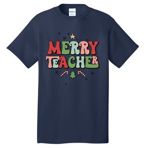 Merry Teacher Christmas Tree Xmas Holiday Teaching Tall T-Shirt