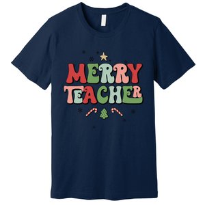 Merry Teacher Christmas Tree Xmas Holiday Teaching Premium T-Shirt