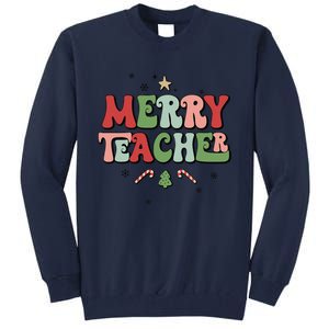 Merry Teacher Christmas Tree Xmas Holiday Teaching Tall Sweatshirt