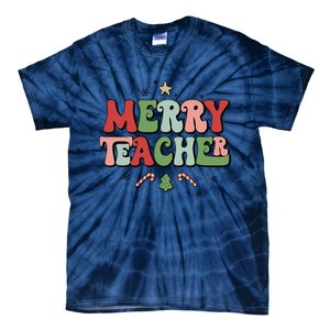 Merry Teacher Christmas Tree Xmas Holiday Teaching Tie-Dye T-Shirt