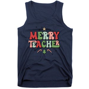 Merry Teacher Christmas Tree Xmas Holiday Teaching Tank Top