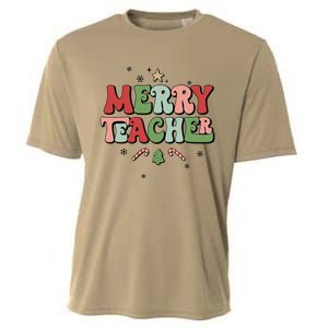 Merry Teacher Christmas Tree Xmas Holiday Teaching Cooling Performance Crew T-Shirt