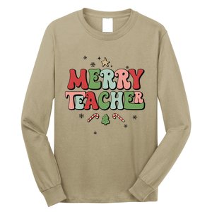 Merry Teacher Christmas Tree Xmas Holiday Teaching Long Sleeve Shirt