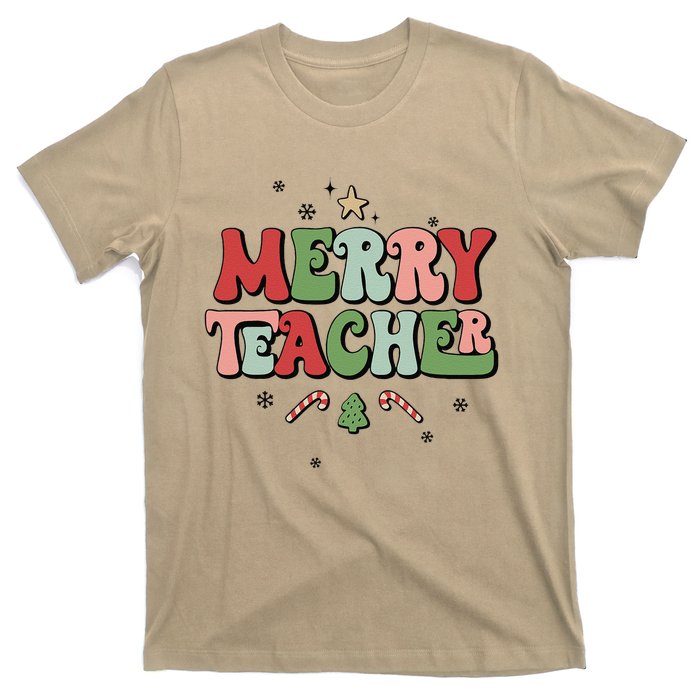 Merry Teacher Christmas Tree Xmas Holiday Teaching T-Shirt