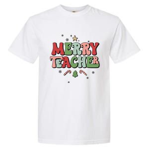 Merry Teacher Christmas Tree Xmas Holiday Teaching Garment-Dyed Heavyweight T-Shirt