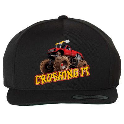 Monster Truck Crushing It Wool Snapback Cap