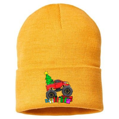 Monster Truck Christmas Tree Sustainable Knit Beanie