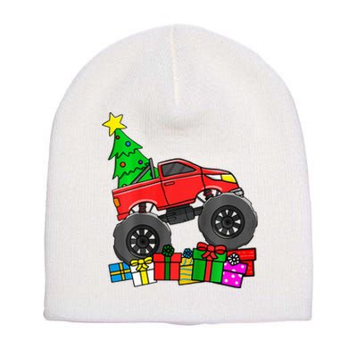 Monster Truck Christmas Tree Short Acrylic Beanie