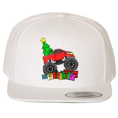 Monster Truck Christmas Tree Wool Snapback Cap