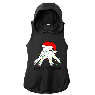 Merry Thingmas Christmas Thing Hand Wednesday Lover Trending Gift Idea Ladies PosiCharge Tri-Blend Wicking Draft Hoodie Tank