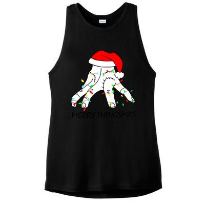 Merry Thingmas Christmas Thing Hand Wednesday Lover Trending Gift Idea Ladies PosiCharge Tri-Blend Wicking Tank