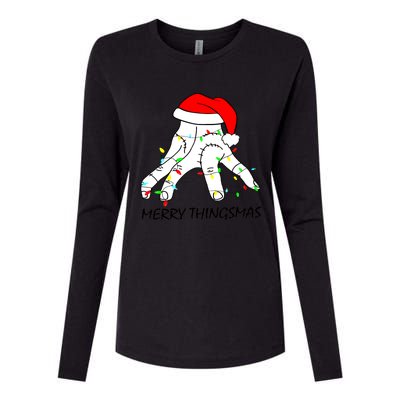 Merry Thingmas Christmas Thing Hand Wednesday Lover Trending Gift Idea Womens Cotton Relaxed Long Sleeve T-Shirt