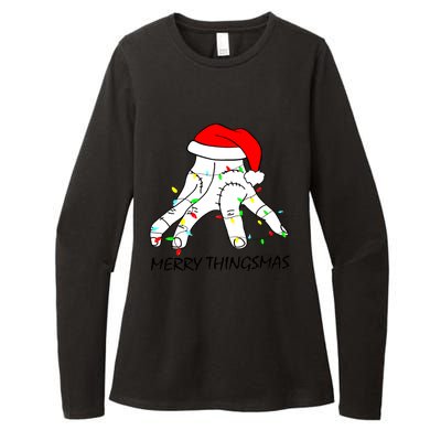 Merry Thingmas Christmas Thing Hand Wednesday Lover Trending Gift Idea Womens CVC Long Sleeve Shirt