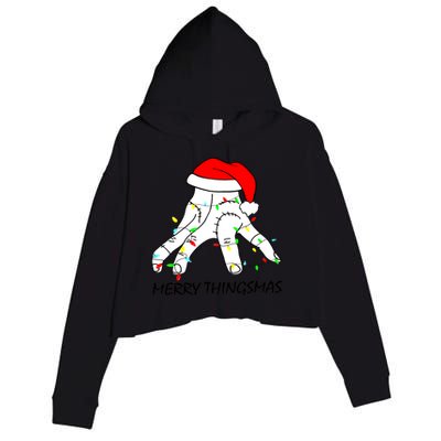 Merry Thingmas Christmas Thing Hand Wednesday Lover Trending Gift Idea Crop Fleece Hoodie