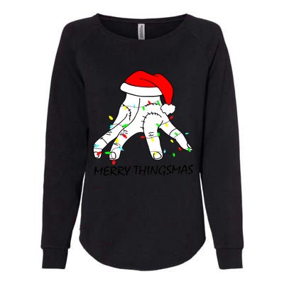 Merry Thingmas Christmas Thing Hand Wednesday Lover Trending Gift Idea Womens California Wash Sweatshirt