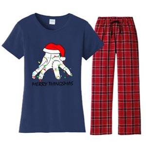 Merry Thingmas Christmas Thing Hand Wednesday Lover Trending Gift Idea Women's Flannel Pajama Set