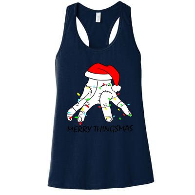 Merry Thingmas Christmas Thing Hand Wednesday Lover Trending Gift Idea Women's Racerback Tank