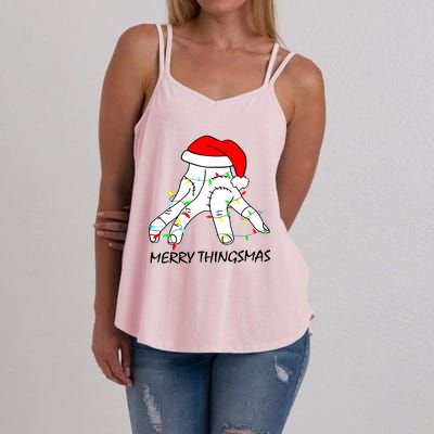 Merry Thingmas Christmas Thing Hand Wednesday Lover Trending Gift Idea Women's Strappy Tank