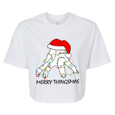 Merry Thingmas Christmas Thing Hand Wednesday Lover Trending Gift Idea Bella+Canvas Jersey Crop Tee