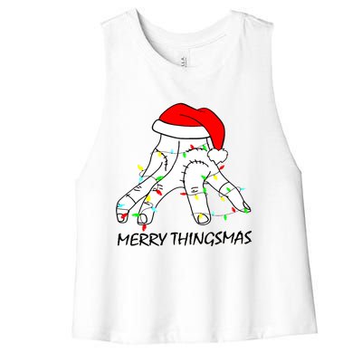 Merry Thingmas Christmas Thing Hand Wednesday Lover Trending Gift Idea Women's Racerback Cropped Tank