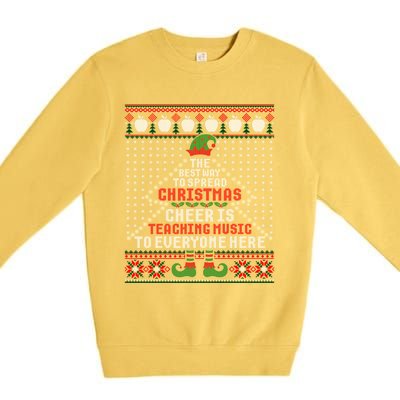 Music Teacher Christmas Cool Gift Elf Cheer Ugly Xmas Sweater Great Gift Premium Crewneck Sweatshirt