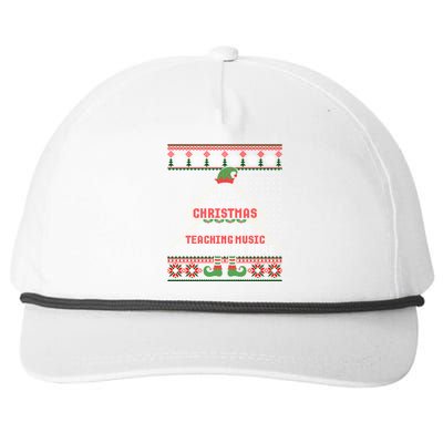 Music Teacher Christmas Cool Gift Elf Cheer Ugly Xmas Sweater Great Gift Snapback Five-Panel Rope Hat