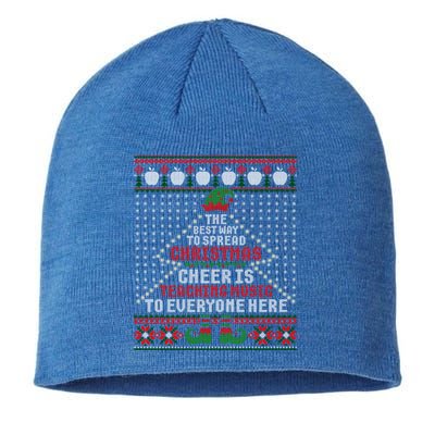 Music Teacher Christmas Cool Gift Elf Cheer Ugly Xmas Sweater Great Gift Sustainable Beanie