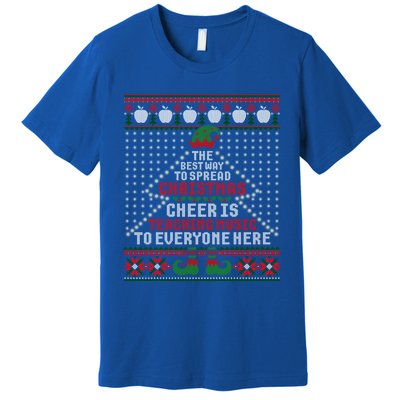 Music Teacher Christmas Cool Gift Elf Cheer Ugly Xmas Sweater Great Gift Premium T-Shirt