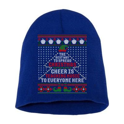 Music Teacher Christmas Cool Gift Elf Cheer Ugly Xmas Sweater Great Gift Short Acrylic Beanie