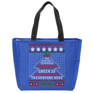 Music Teacher Christmas Cool Gift Elf Cheer Ugly Xmas Sweater Great Gift Zip Tote Bag