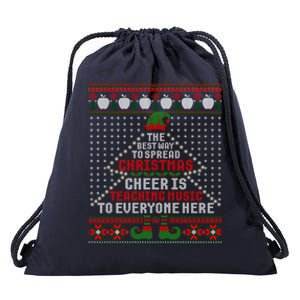 Music Teacher Christmas Cool Gift Elf Cheer Ugly Xmas Sweater Great Gift Drawstring Bag