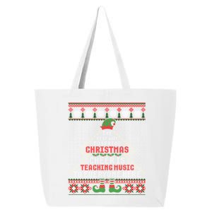 Music Teacher Christmas Cool Gift Elf Cheer Ugly Xmas Sweater Great Gift 25L Jumbo Tote