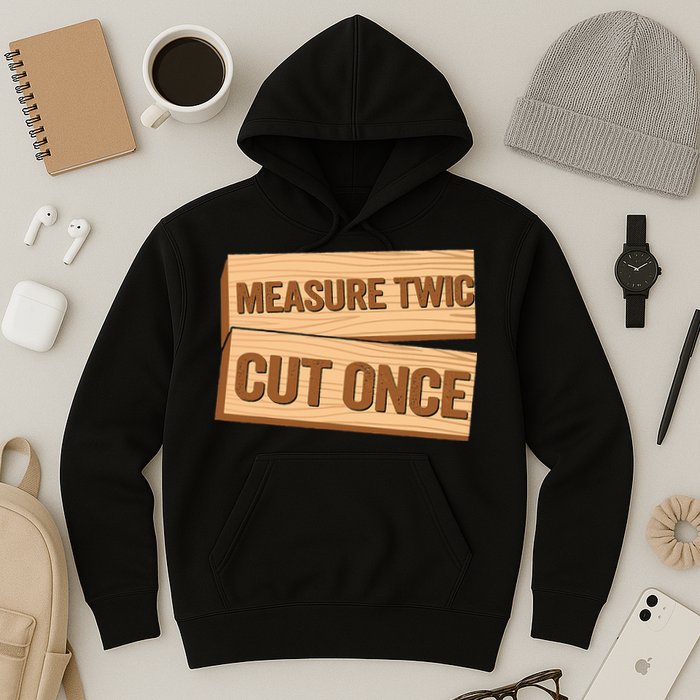 Measure Twice Cut Once Carpenter Funny Woodworking Hoodie