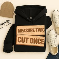 Measure Twice Cut Once Carpenter Funny Woodworking Hoodie