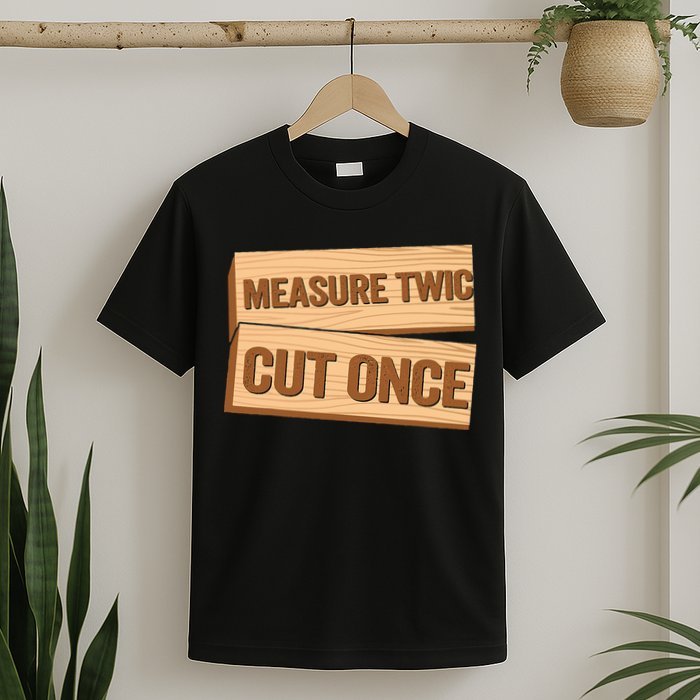 Measure Twice Cut Once Carpenter Funny Woodworking T-Shirt