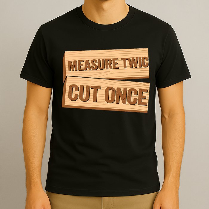 Measure Twice Cut Once Carpenter Funny Woodworking T-Shirt