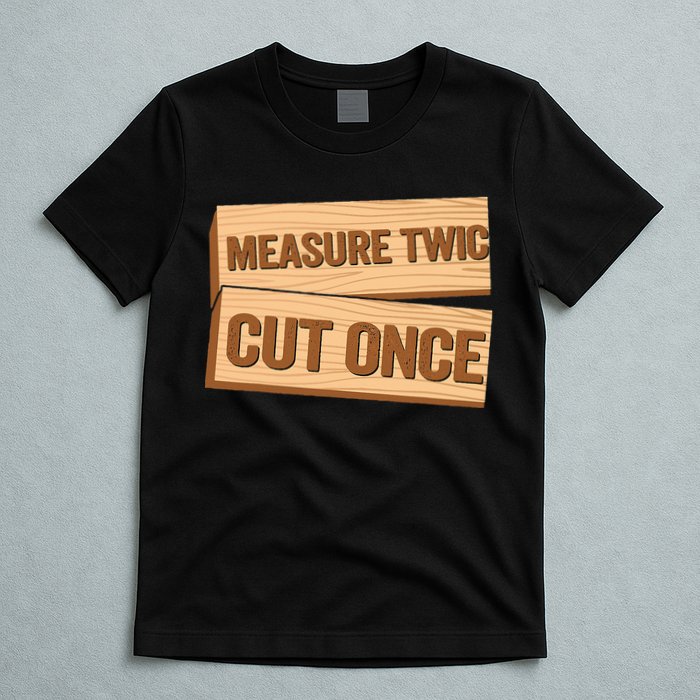 Measure Twice Cut Once Carpenter Funny Woodworking T-Shirt