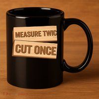 Measure Twice Cut Once Carpenter Funny Woodworking 11oz C Handle Ceramic Mug