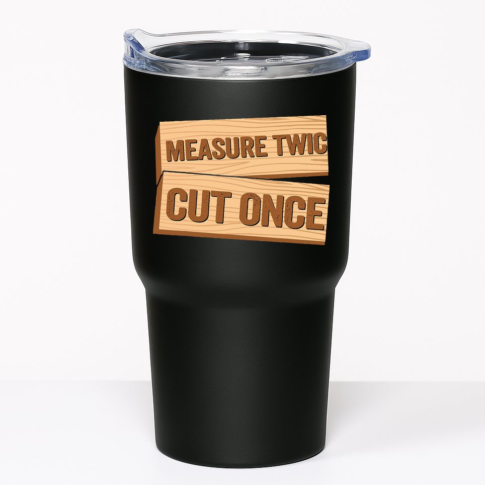 Measure Twice Cut Once Carpenter Funny Woodworking Tumbler