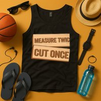Measure Twice Cut Once Carpenter Funny Woodworking Tank Top