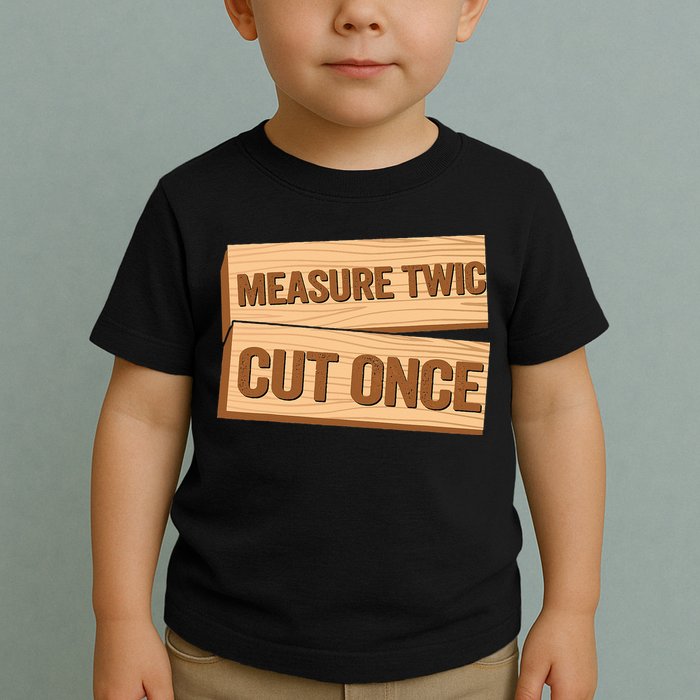 Measure Twice Cut Once Carpenter Funny Woodworking Toddler T-Shirt