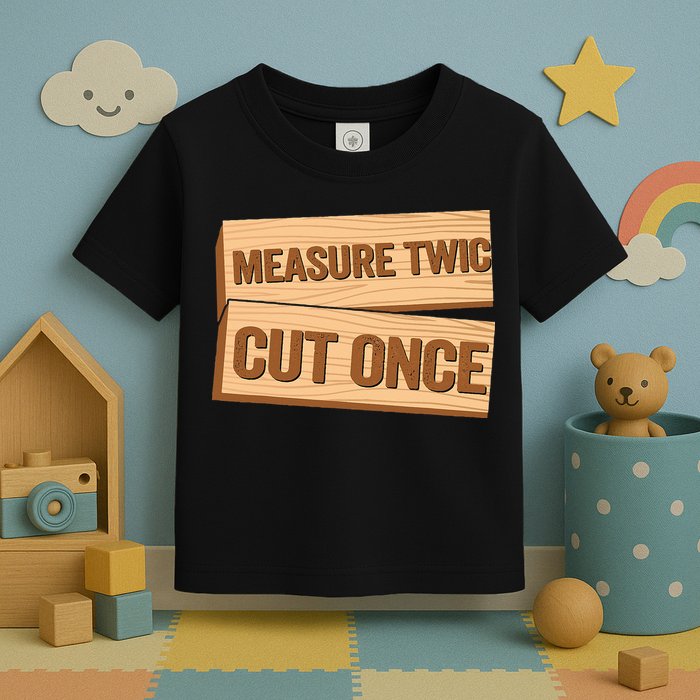 Measure Twice Cut Once Carpenter Funny Woodworking Toddler T-Shirt