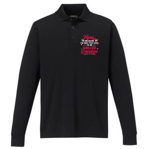 Mimi Too Cool To Called Grandma Mothers Day Grandmother Performance Long Sleeve Polo