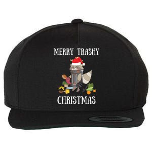 Merry Trashy Christmas Raccoon Santa Claus Trash Panda Santa Gift Wool Snapback Cap