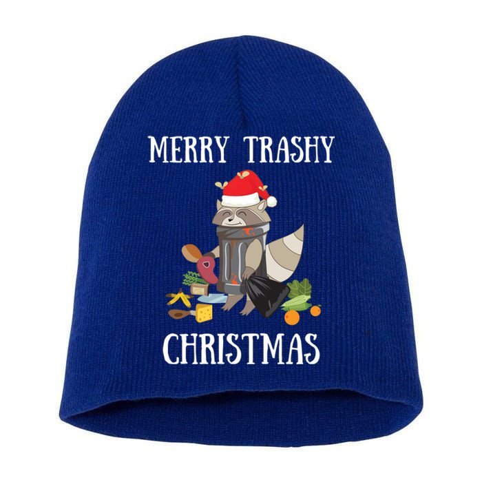 Merry Trashy Christmas Raccoon Santa Claus Trash Panda Santa Gift Short Acrylic Beanie