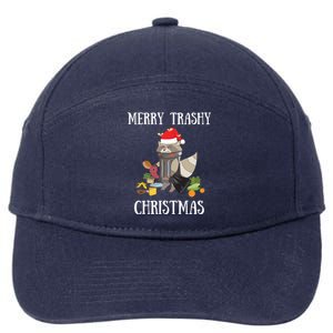 Merry Trashy Christmas Raccoon Santa Claus Trash Panda Santa Gift 7-Panel Snapback Hat