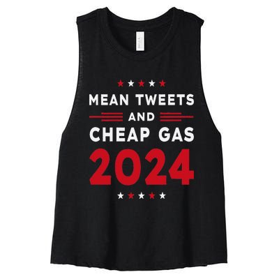 Mean Tweets & Cheap Gas Pro Trump 2024 Women's Racerback Cropped Tank